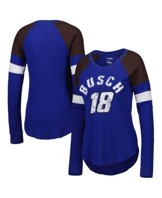 G-III 4Her by Carl Banks - Women's Royal Kyle Busch Action Tri-Blend Thermal Raglan Long Sleeve T-Shirt