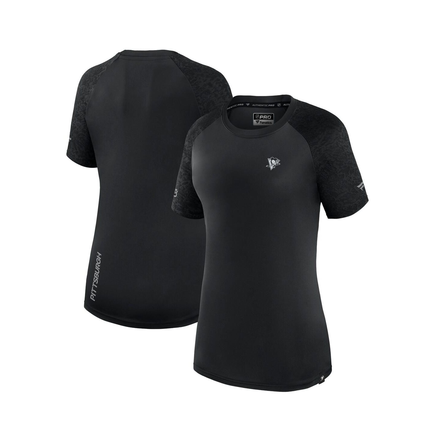 Женская футболка Fanatics Black Pittsburgh Penguins Authentic Pro Tech — фото 1