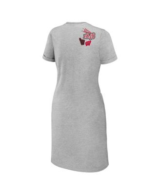 Women's Heather Gray Wisconsin Badgers Knotted T-Shirt Dress