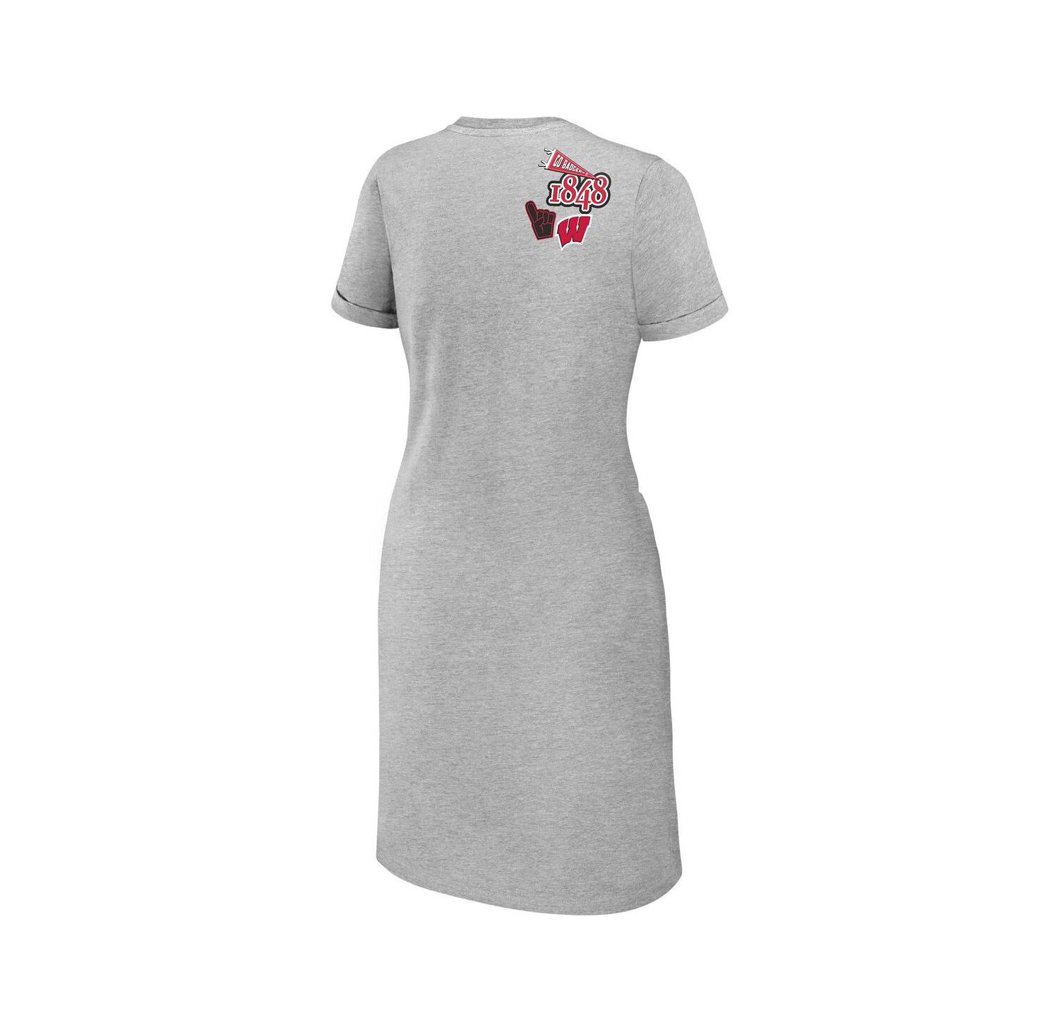 Women's Heather Gray Wisconsin Badgers Knotted T-Shirt Dress