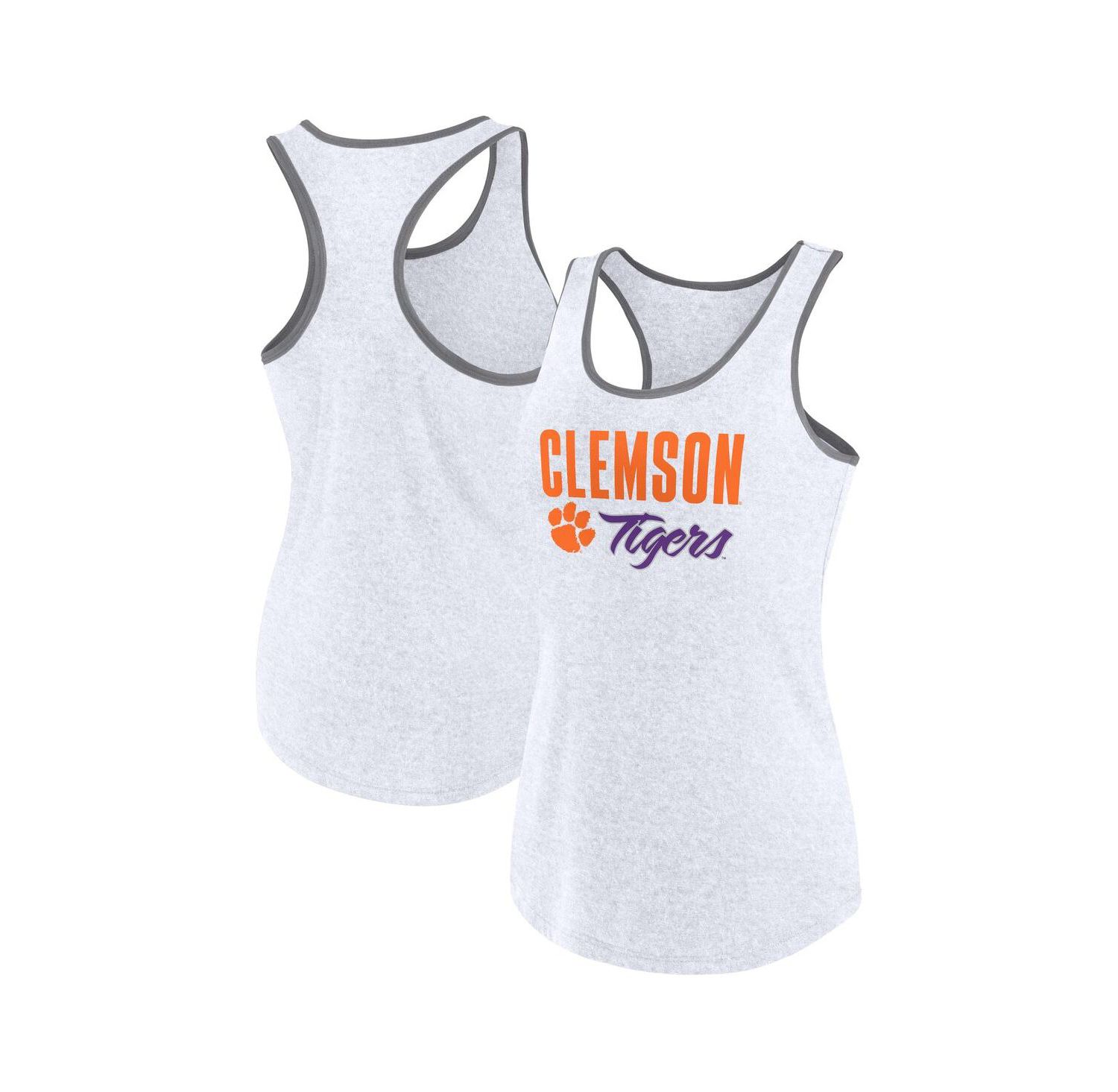 Women's Ash Clemson Tigers Fuel Racerback Tank Top