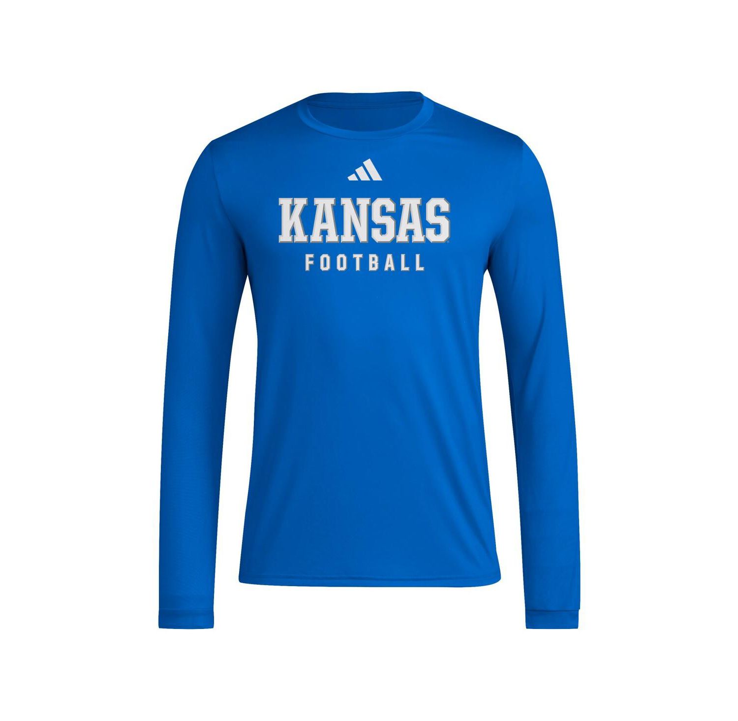 Men's Royal Kansas Jayhawks Locker Practice Football Pre-Game Long Sleeve T-Shirt