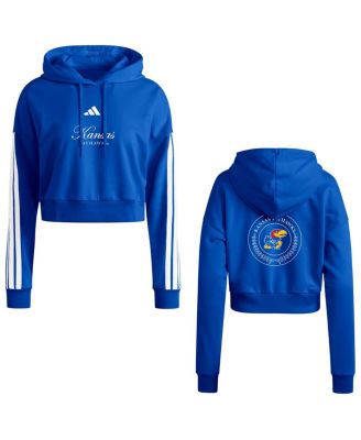 adidas - Women's Royal Kansas Jayhawks Campus Queen Cropped Pullover Hoodie