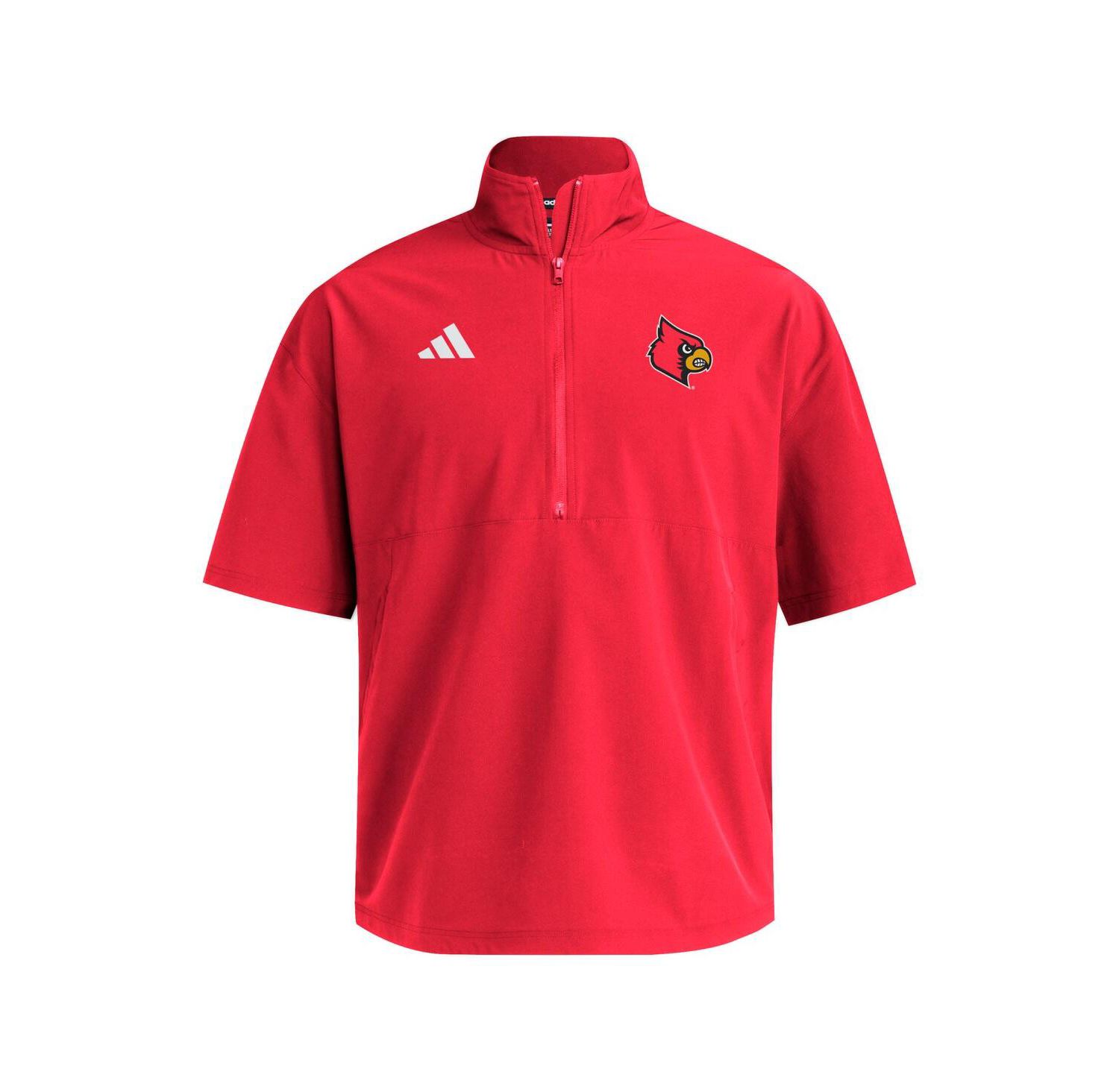 Men's Red Louisville Cardinals Woven Quarter-Zip Short Sleeve Pullover Hoodie