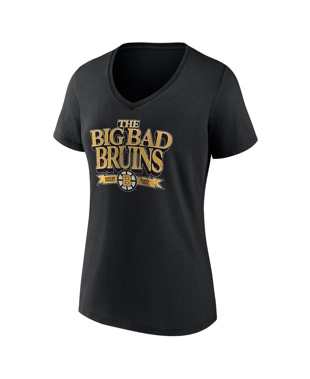 Fanatics Women's Black Boston Bruins Centennial Banner T-shirt In Black