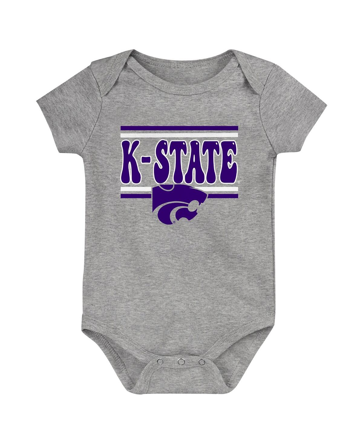 Outerstuff Newborn 3-pack Purple Kansas State Wildcats Sunday Comics Bodysuit Set In Multi