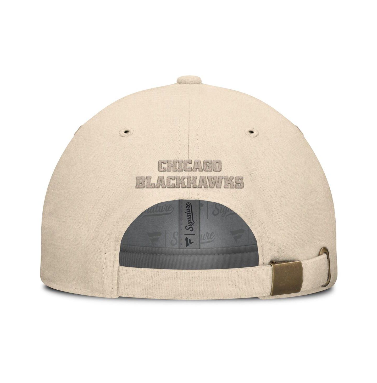 Мужская кепка Fanatics Tan Chicago Blackhawks Front Office Canvas Adjustable Hat — фото 3
