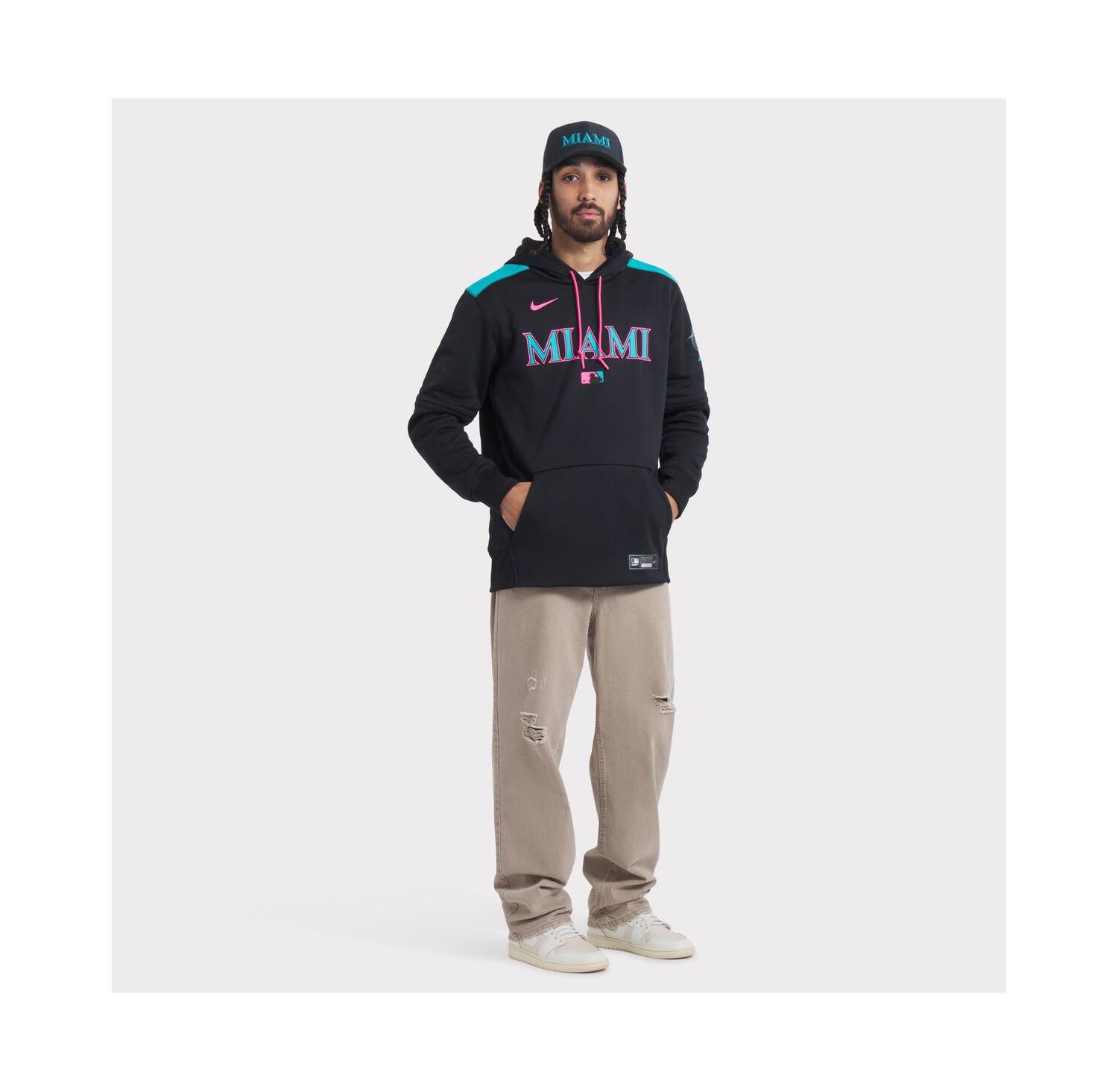 Men's Black Miami Marlins 2025 City Connect Performance Swoosh Flex Hat