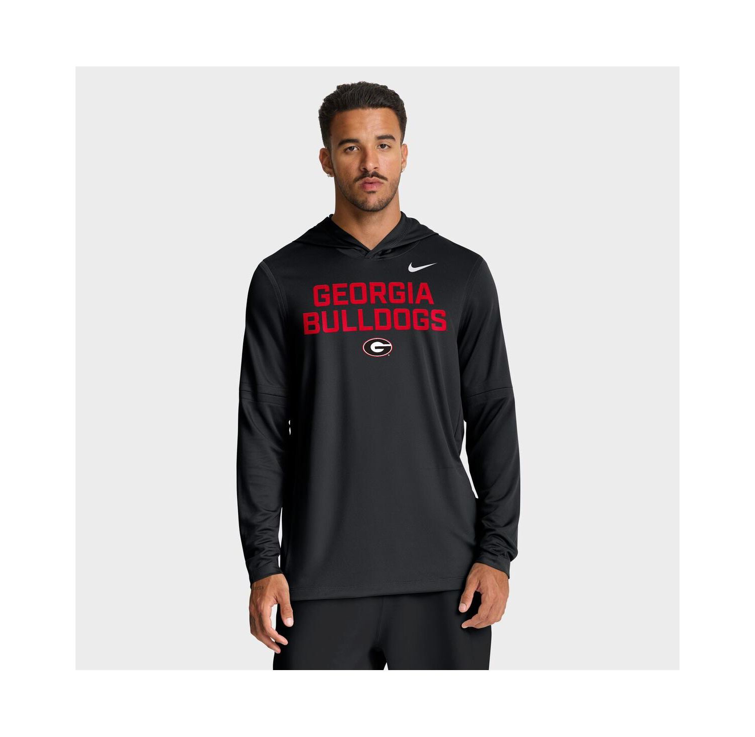 Men's Black Georgia Bulldogs 2025 Sideline Performance Long Sleeve Hoodie T-Shirt