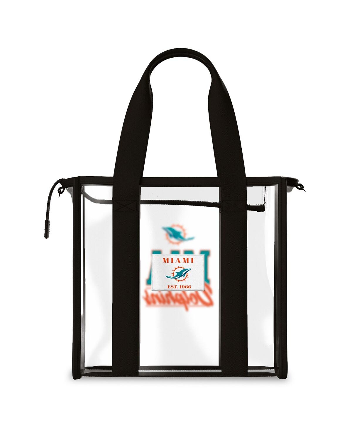 Wear By Erin Andrews Miami Dolphins Stadium Tote Bag With Team Color Trim In Transparent