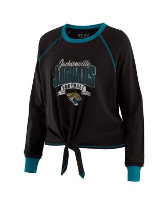 Women's Black/Teal Jacksonville Jaguars Tie-Front Long Sleeve Top
