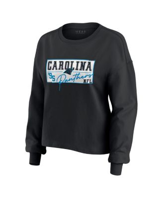 Women's 2-Piece Black Carolina Panthers Heavy Rugby Jersey Long Sleeve T-Shirt and Shorts Lounge Set