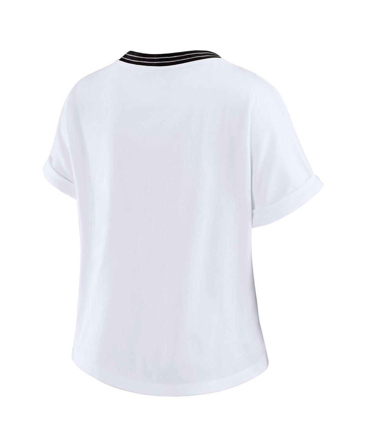 Wear By Erin Andrews White Jacksonville Jaguars Cropped Center Stripe Dolman T-shirt In White