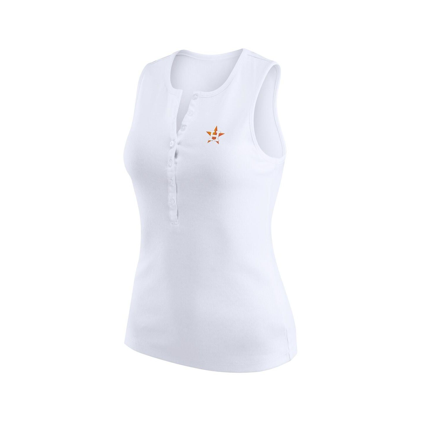 Женский топ WEAR by Erin Andrews White Houston Astros Rib-Knit Henley — фото 2