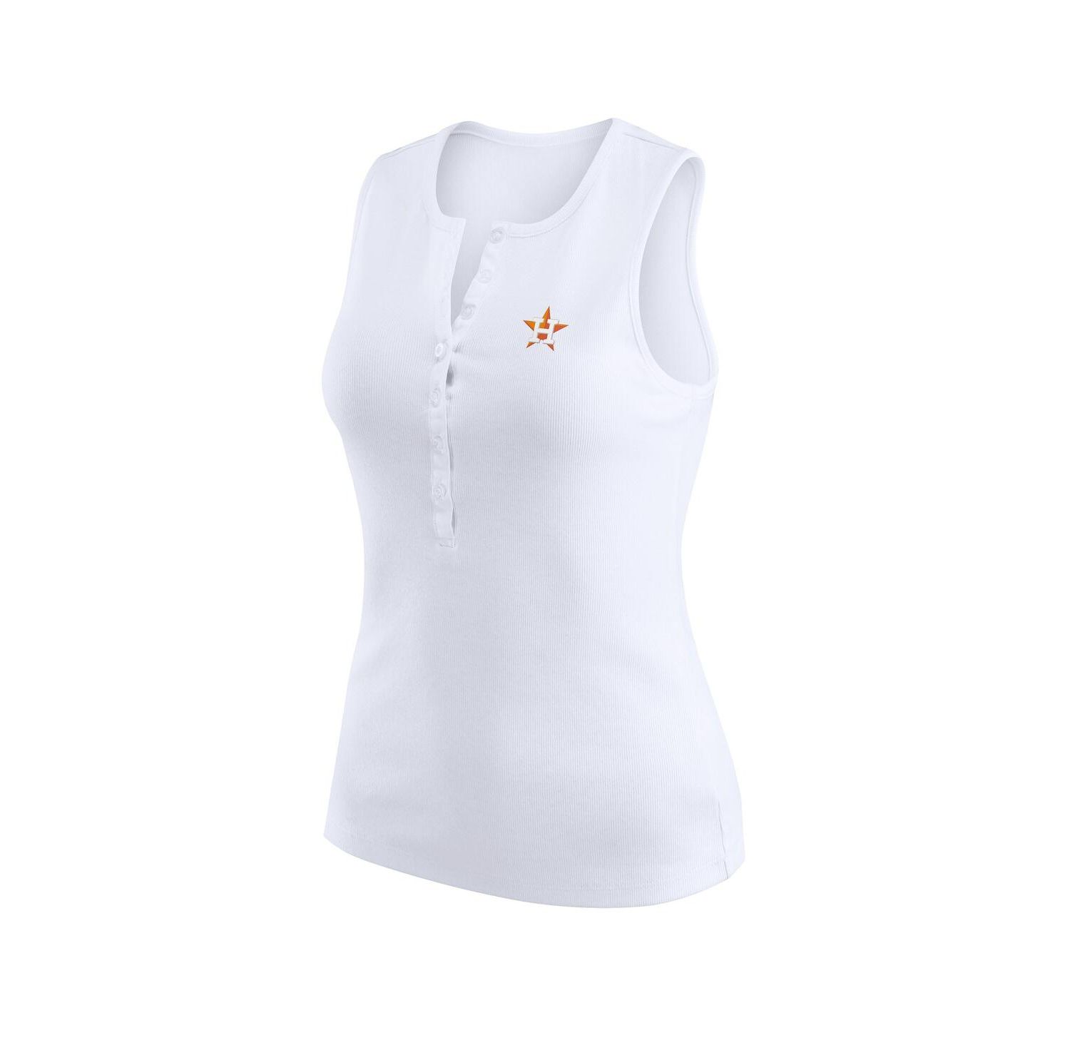 Women's White Houston Astros Rib-Knit Henley Tank Top