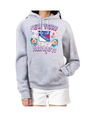 G-III 4Her by Carl Banks - Women's Heather Gray New York Rangers Flower Logo Pullover Hoodie