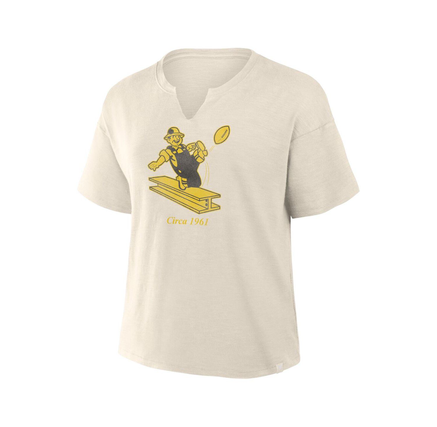 Women's Cream Pittsburgh Steelers Trick Play Slub Boxy T-Shirt