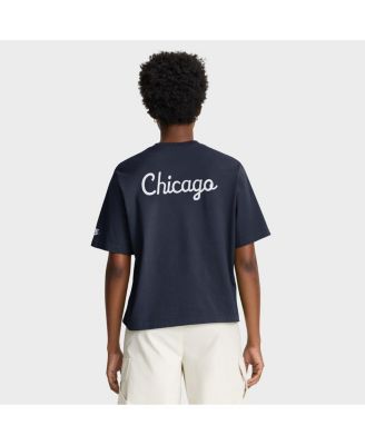 Women's Navy Chicago Bears Rewind Pocket Boxy T-Shirt