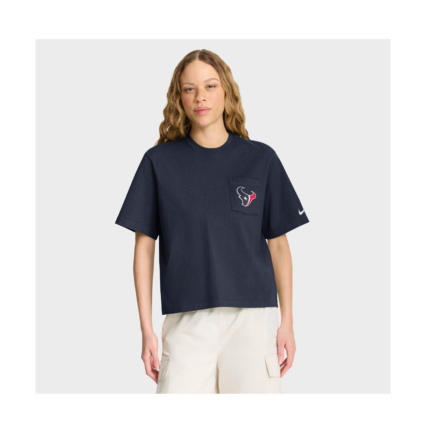 Женская футболка Nike Navy Houston Texans Rewind Pocket Boxy — фото 1