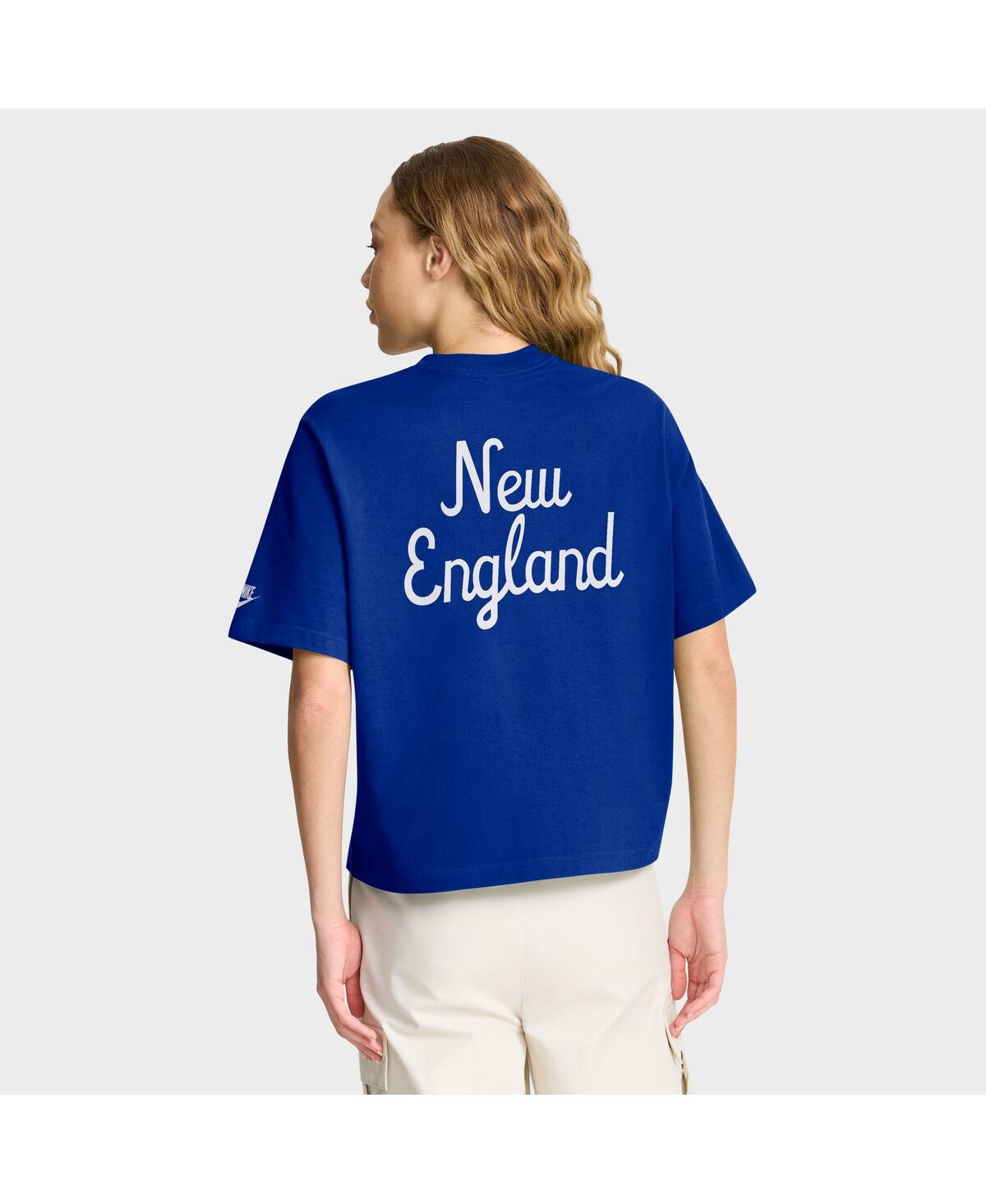 Nike Navy New England Patriots Rewind Pocket Boxy T-shirt In Blue