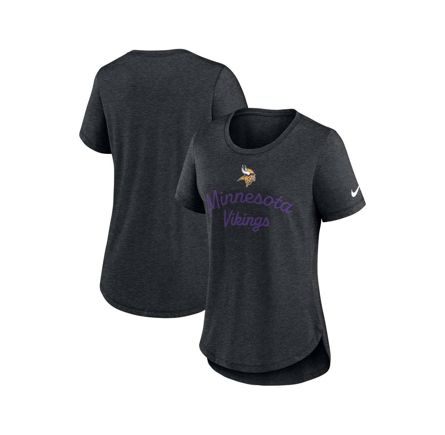 Women's Black Minnesota Vikings Script Tri-Blend T-Shirt
