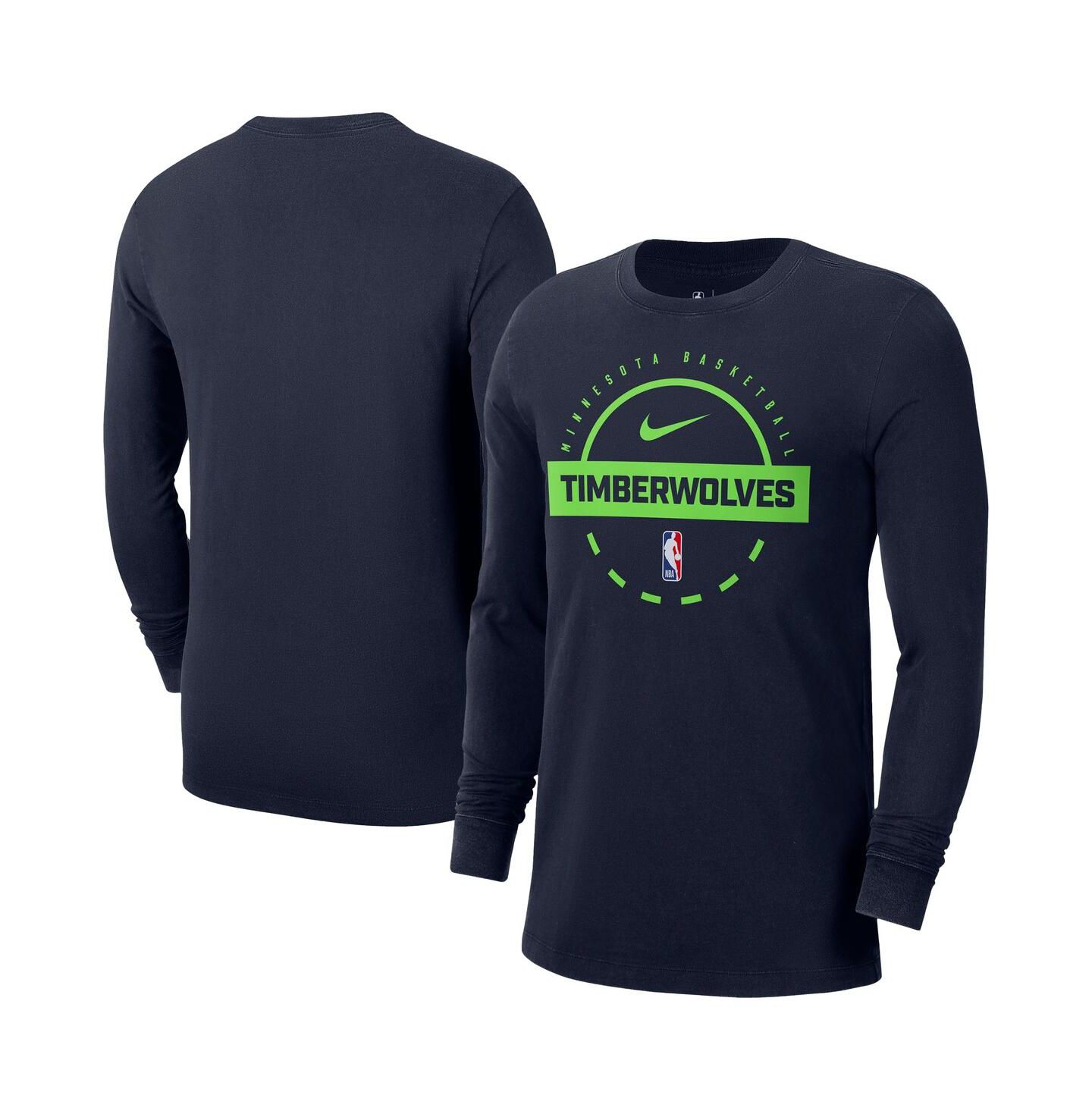 Мужская футболка Nike Navy Minnesota Timberwolves Authentic Long Sleeve Practice — фото 1