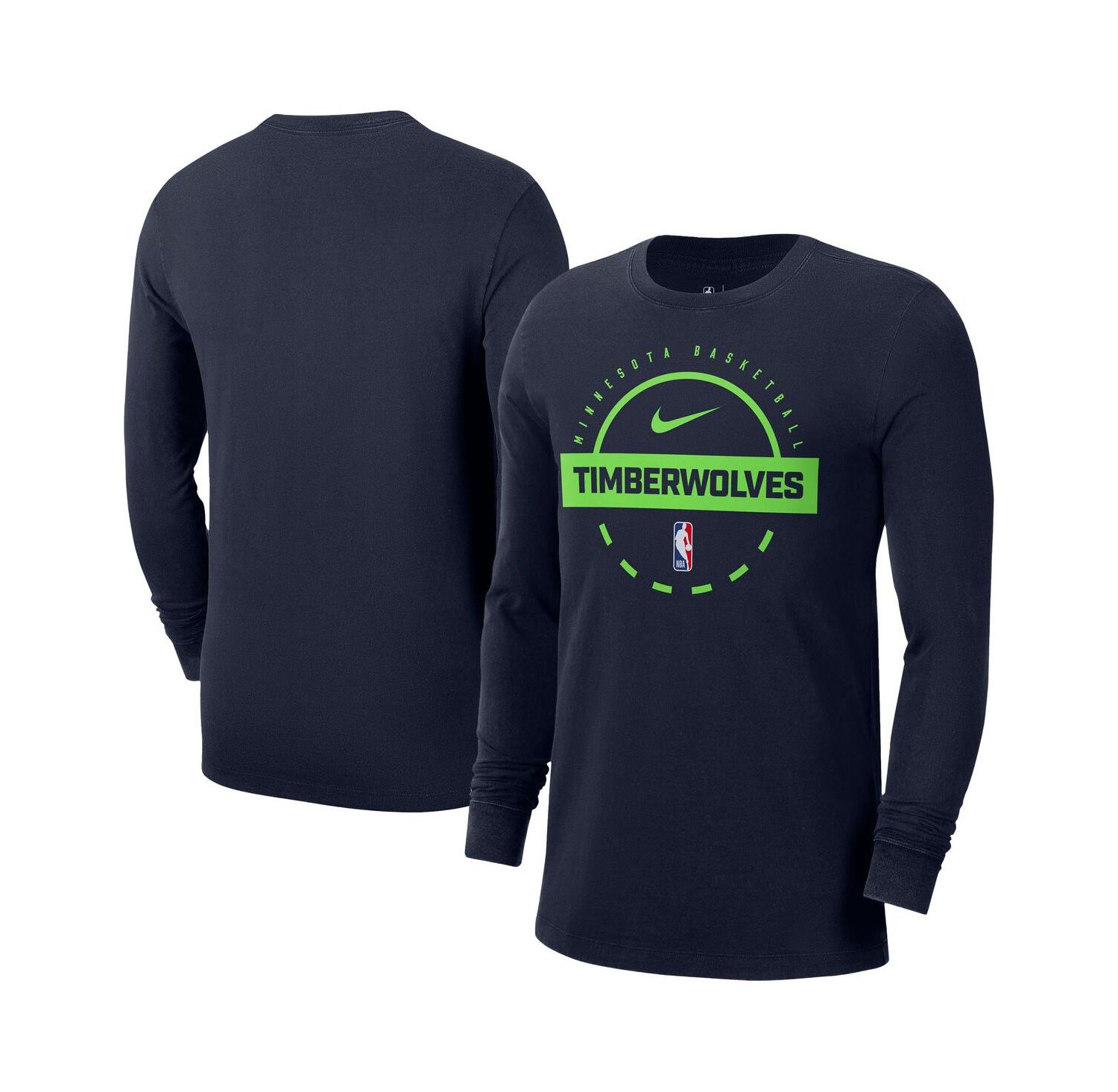 Men's Navy Minnesota Timberwolves Authentic Long Sleeve Practice T-Shirt