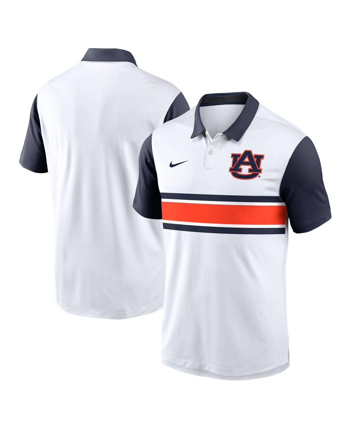 Nike Men's White/navy Auburn Tigers Primetime Campus Pattern Vapor Performance Polo Shirt In White