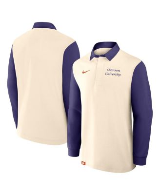 Nike - Men's Tan/Purple Clemson Tigers Rugby Long Sleeve Shirt