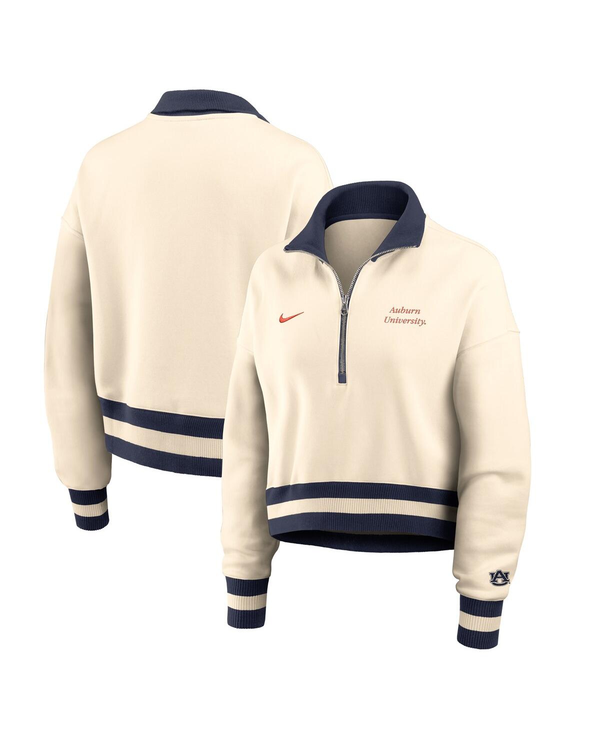 Nike Tan Auburn Tigers Legacy Half-zip Sweatshirt In Brown