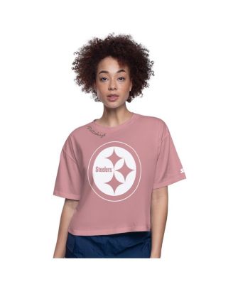 Starter - Women's Pink Pittsburgh Steelers Play the Ball Boxy Cropped T-Shirt