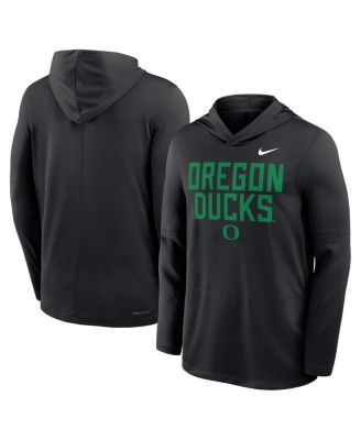 Men's Black Oregon Ducks 2025 Sideline Performance Long Sleeve Hoodie T-Shirt