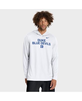 Nike - Men's White Duke Blue Devils 2025 Sideline Performance Long Sleeve Hoodie T-Shirt