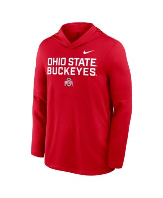 Men's Scarlet Ohio State Buckeyes 2025 Sideline Performance Long Sleeve Hoodie T-Shirt