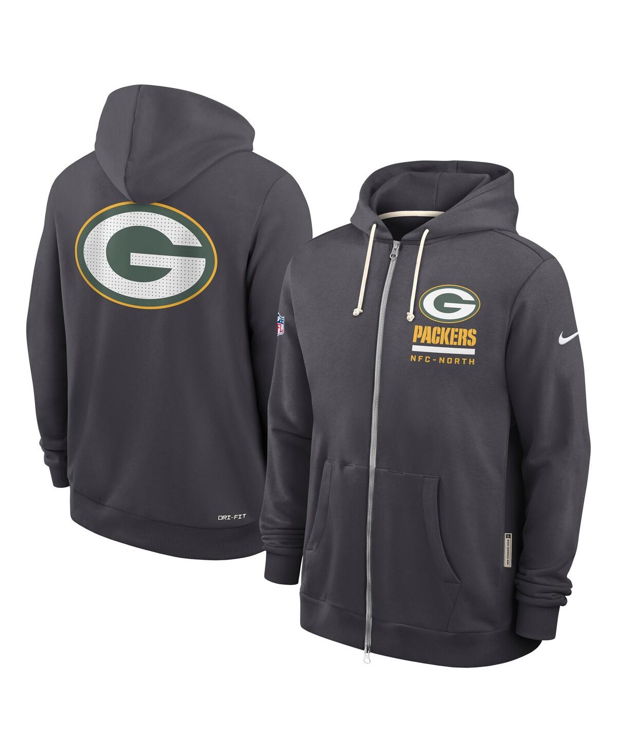 Nike Anthracite Green Bay Packers Sideline Standard Issue Utility Player Dri-fit Full-zip Hoodie In Gray
