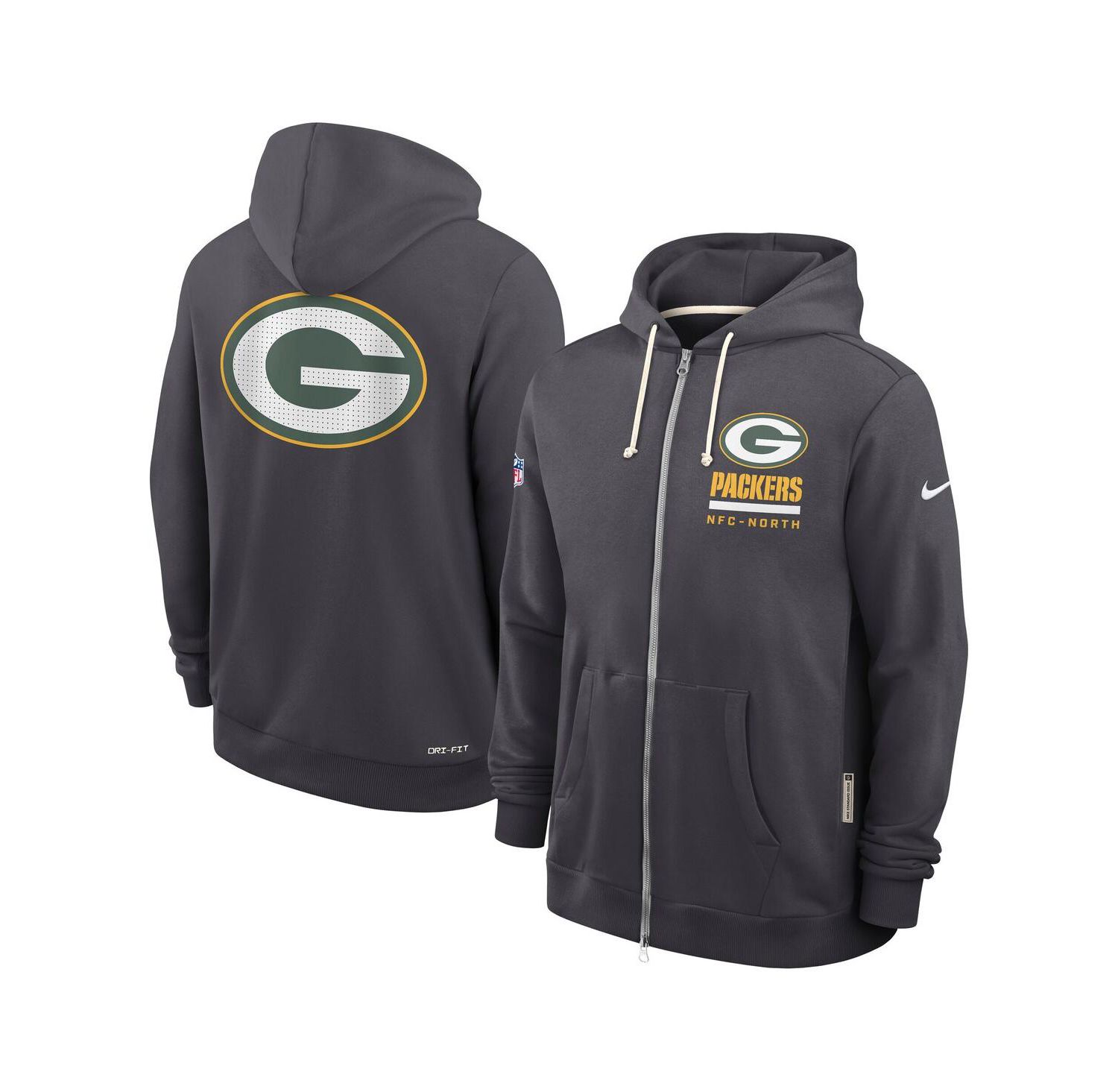 Men's Anthracite Green Bay Packers Sideline Standard Issue Utility Player Dri-FIT Full-Zip Hoodie