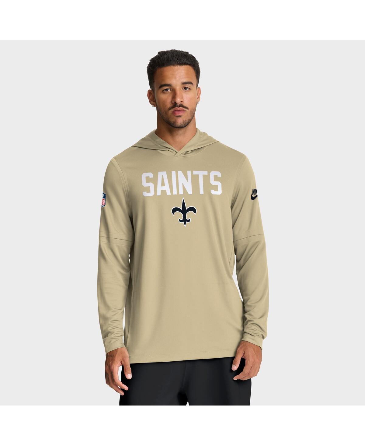 Nike Gold New Orleans Saints Sideline Alt Pack Dri-fit Lightweight Hooded Top In Gold