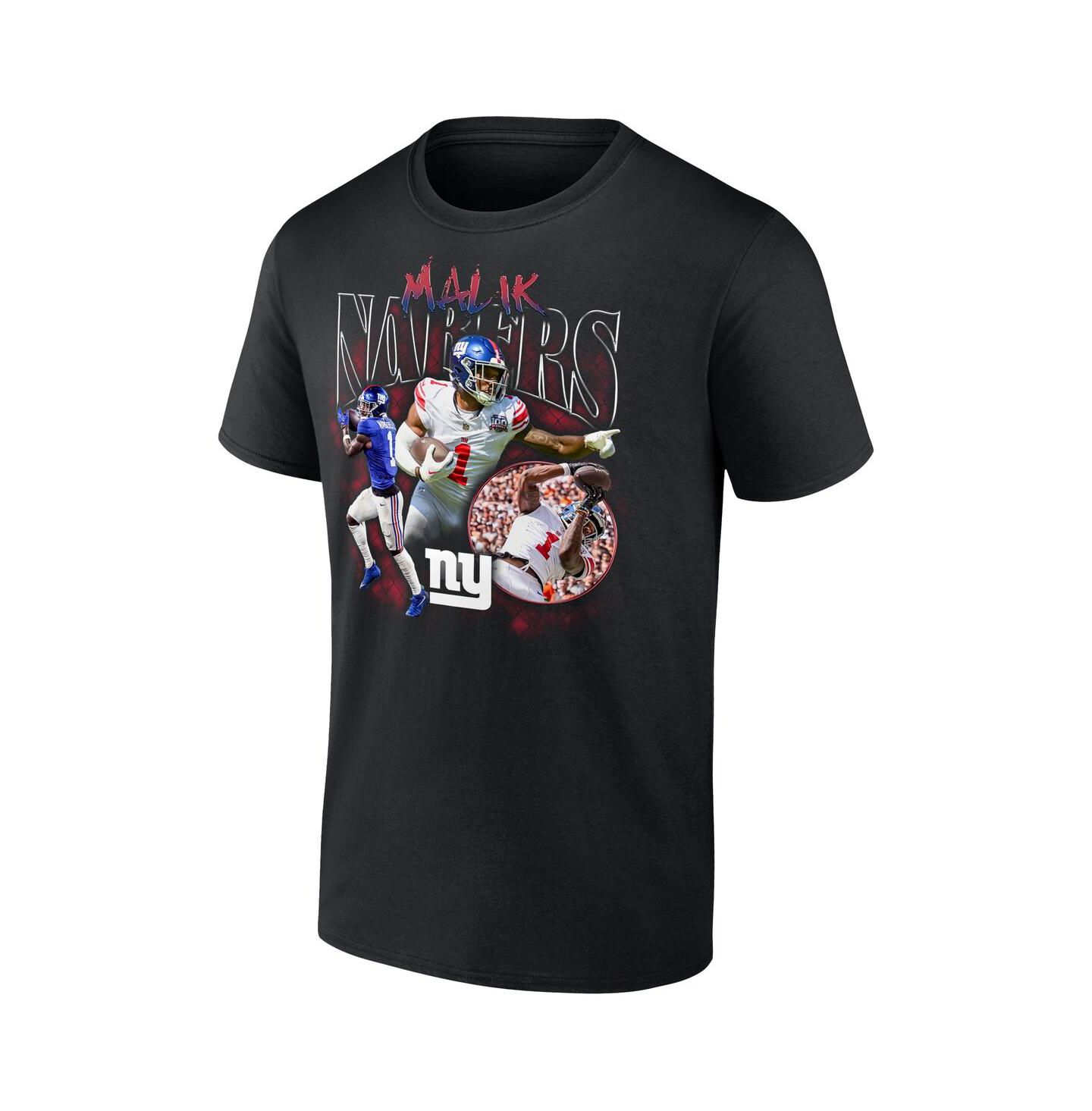 Мужская футболка Fanatics Malik Nabers Black New York Giants Notorious Player Graphic — фото 3