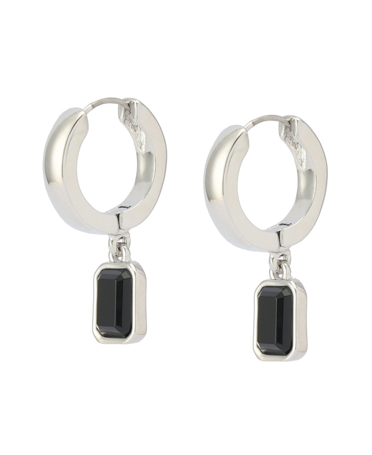 Steve Madden Faux Stone Gem Charm Huggies Earrings