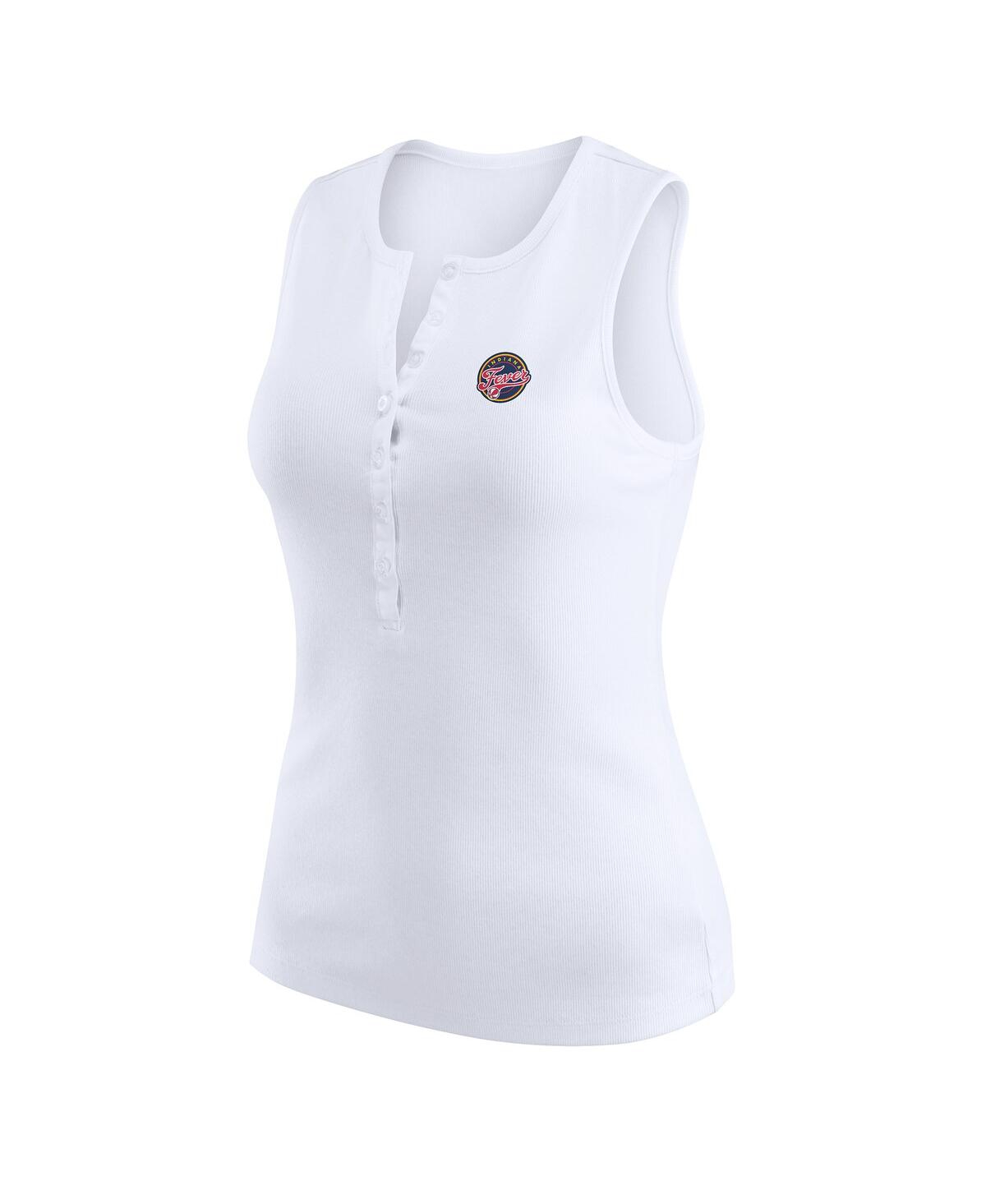 Wear By Erin Andrews Women's White Indiana Fever Rib-knit Henley Tank Top In White