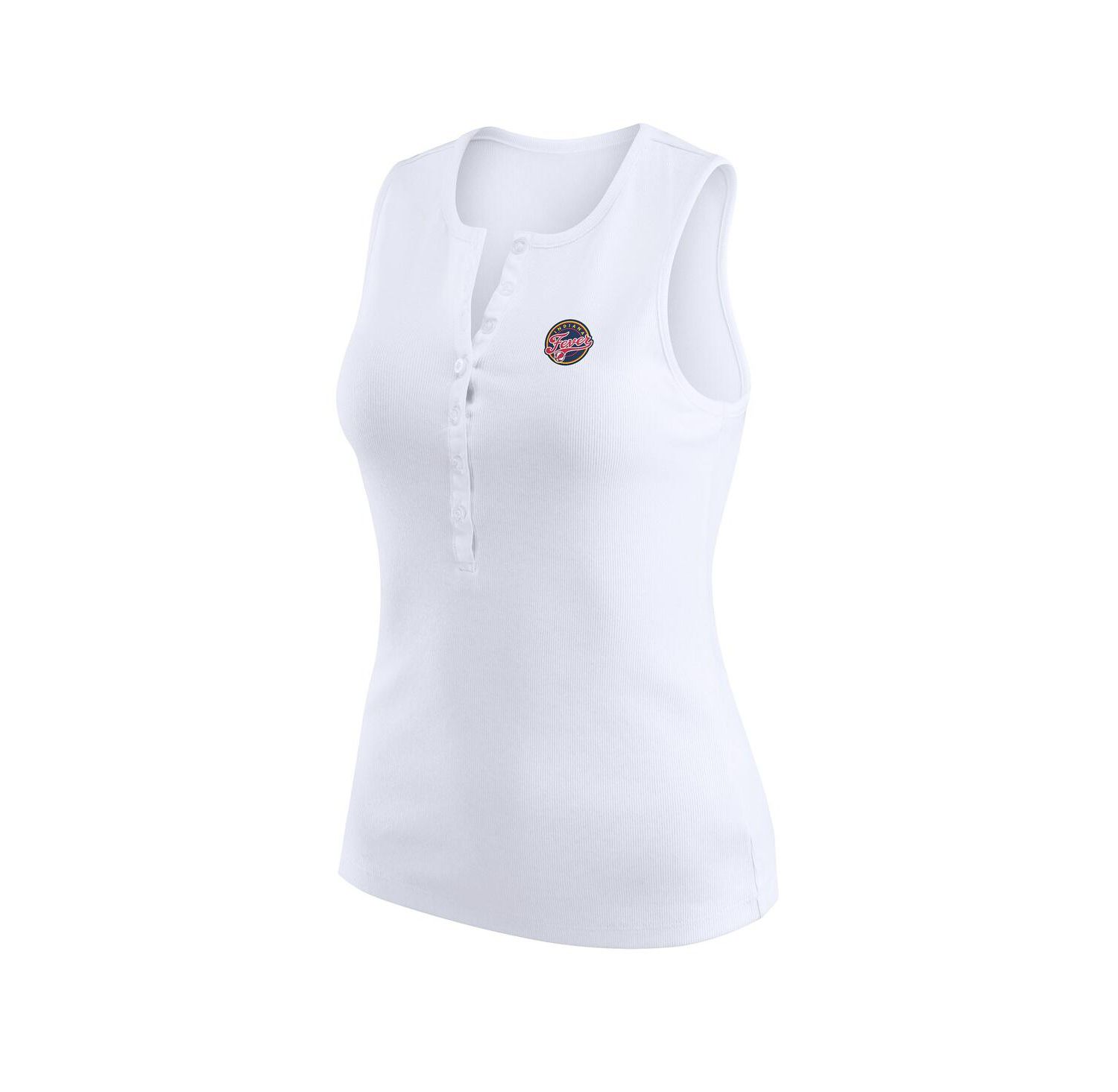 Women's White Indiana Fever Rib-Knit Henley Tank Top