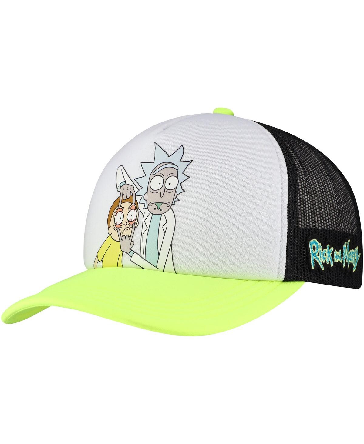 Lids Men's And Women's White/neon Green Rick And Morty Graphic Foam Trucker Adjustable Hat