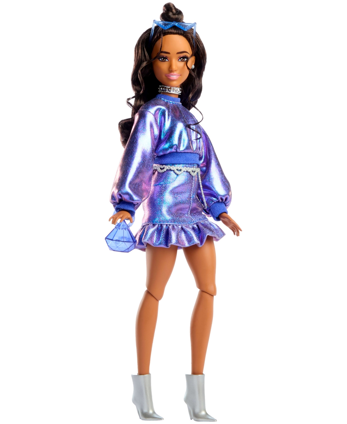 Barbie Deluxe Style Fashion Doll 7 In Metallic Blue Top And Skirt With Accessories In Blue
