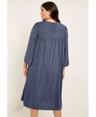 Women's June + Vie Acid Wash Peasant Dress