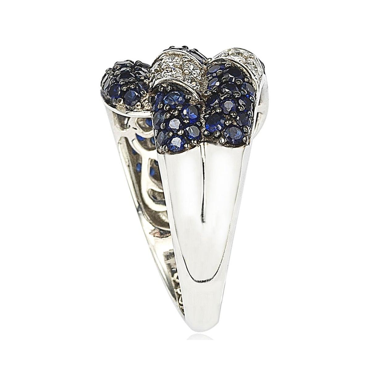 Suzy Levian New York Suzy Levian Sterling Silver Sapphire & Created White Sapphire Swirling Ring