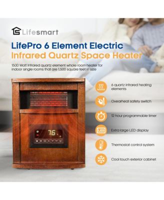 LifeSmart LifePro 6 Element 1500W Electric Infrared Quartz Indoor Space Heater