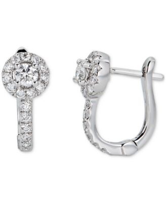 Macy's - Diamond Halo Cluster Hoop Earrings (1/2 ct. t.w.) in 14k White Gold