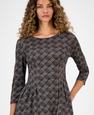 Women's Printed Round-Neck Fit & Flare Dress