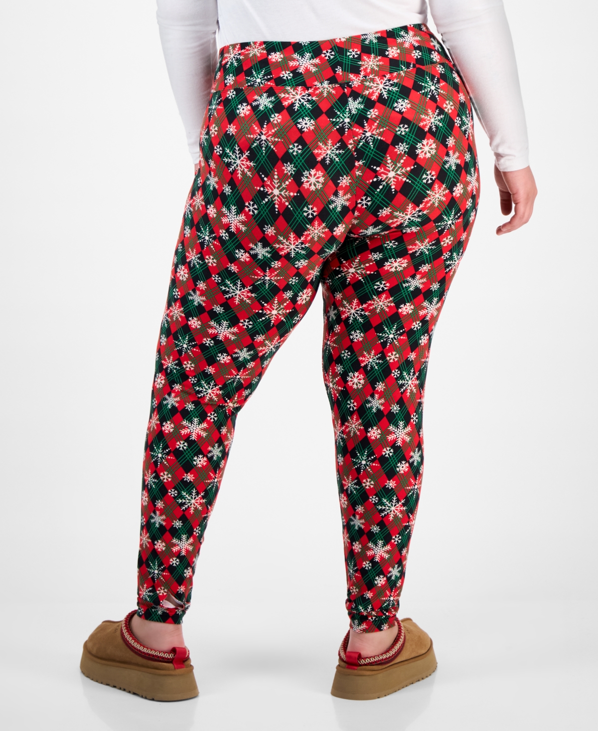Planet Heart Trendy Plus Xmas Printed High-rise Leggings In Multi