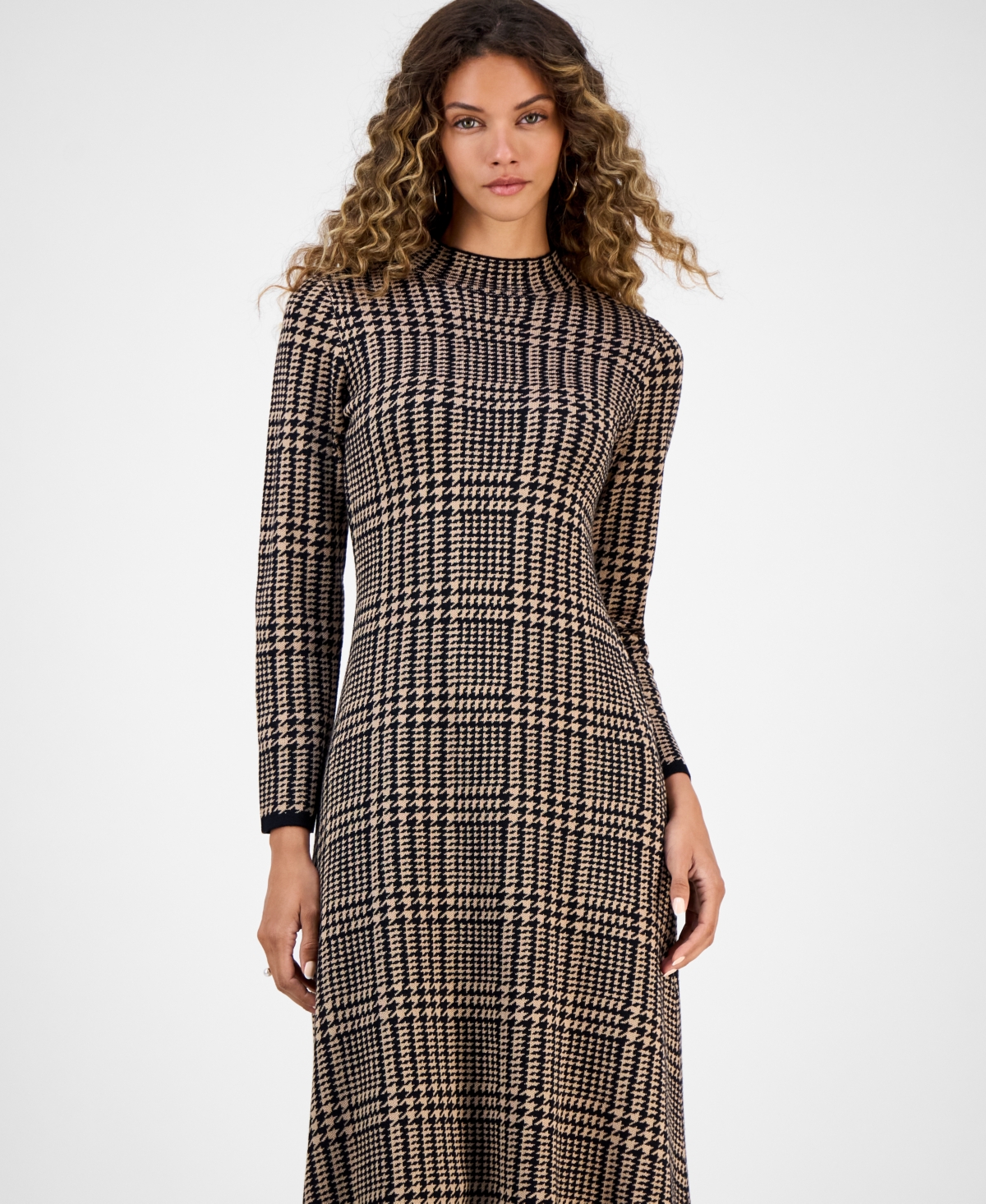 Robbie Bee Women's Printed Long-sleeve Sweater Dress In Multi